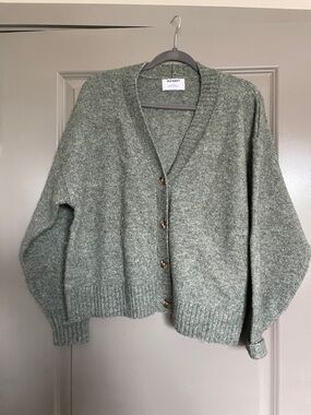 Old Navy Heather Sage Green Button-Front Cardigan